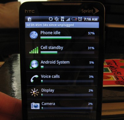 HTC EVO battery use