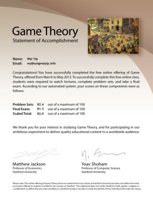 game theory statement of accomplishment